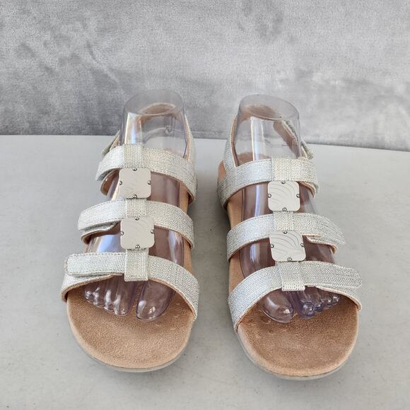 Vionic Sandals Womens Size 7 Enamel Trim Beads Adjustable Straps Amber Pearl - Picture 4 of 11